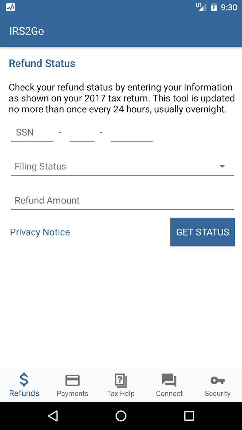 IRS2Go - Check Your Tax Refund Status
